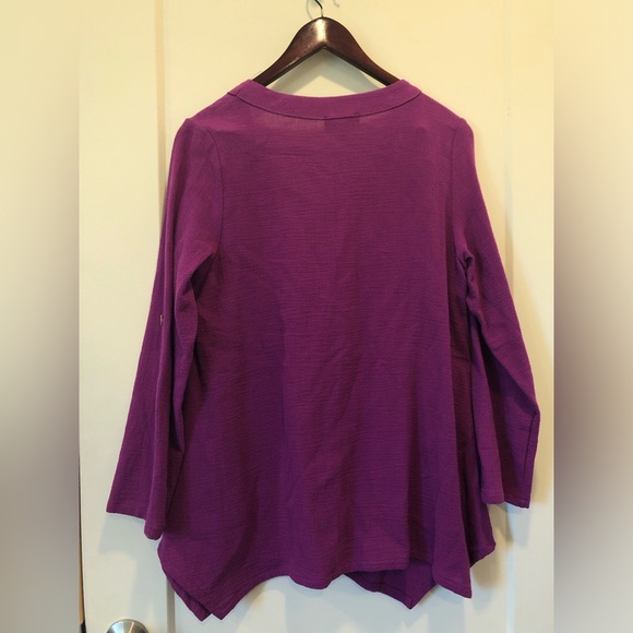 Purple Asymmetrical hem cotton shirt - Picture 2 of 3